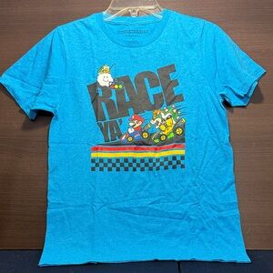Nintendo Mario Kart Race Ya Blue T-Shirt Kids Size L | Retro Video Game 2021